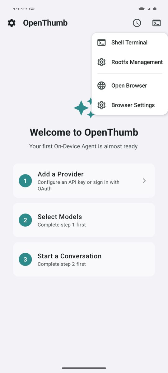 Shell and browser menu